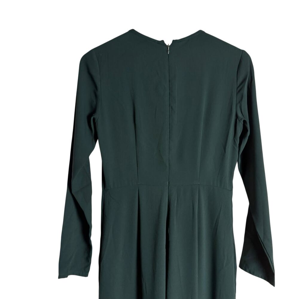 Adam Lippes Dark Green Wide Leg Long Sleeve Crepe Jumpsuit Size 4 - Picture 11 of 15
